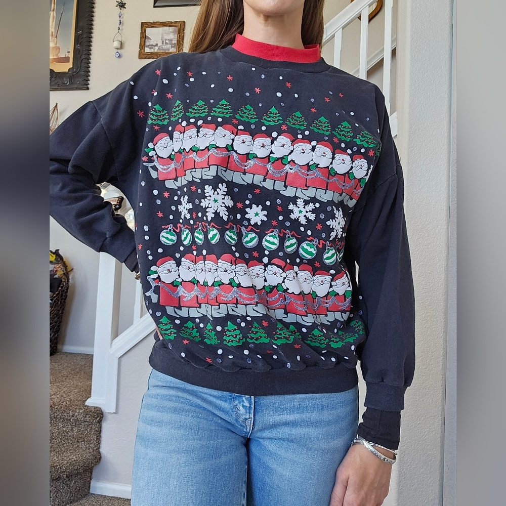 Festive Black Santa Sweater